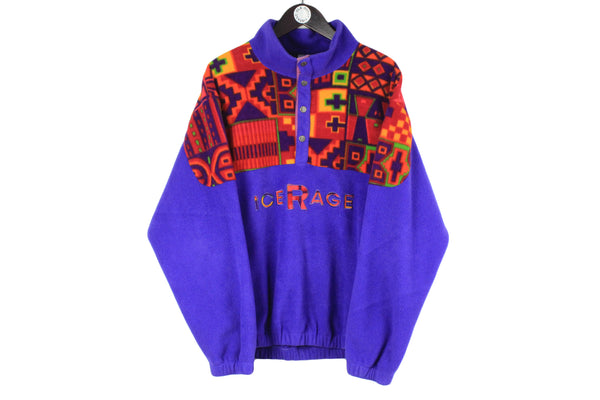 Vintage Rodeo Fleece  purple red icerage 90s retro abstract pattern sweater outdoor ski sweater