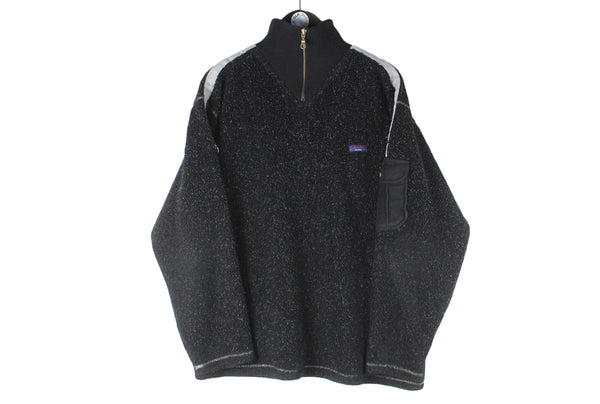 Vintage Tommy Hilfiger Fleece 1/4 Zip Medium black 90s made in Taiwan sport style sweater