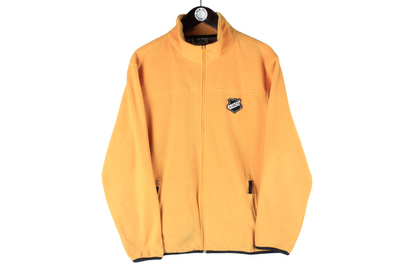 Vintage Asics Fleece Full Zip Medium yellow 90s retro sport style jumper winter trekking outdoor 