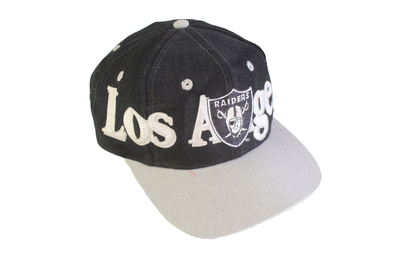 Vintage Los Angeles Raiders Cap black gray big logo NFL Football 90's sport style hat