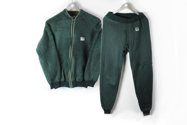 Vintage Helly Hansen Fleece Suit Small green underwear 90s green warm winter ski suit outdoor