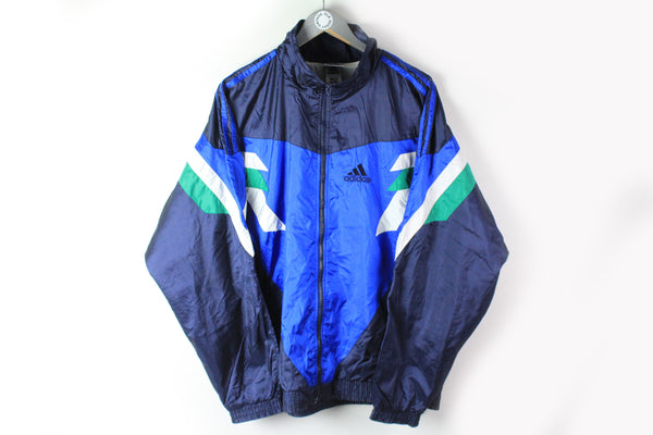 Vintage Adidas Track Jacket XLarge blue classic 90s sport Germany style sport windbreaker
