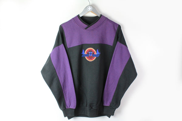 Vintage Adidas Special Highlight Airforce Sweatshirt Large black purple 90s big logo sport jumper