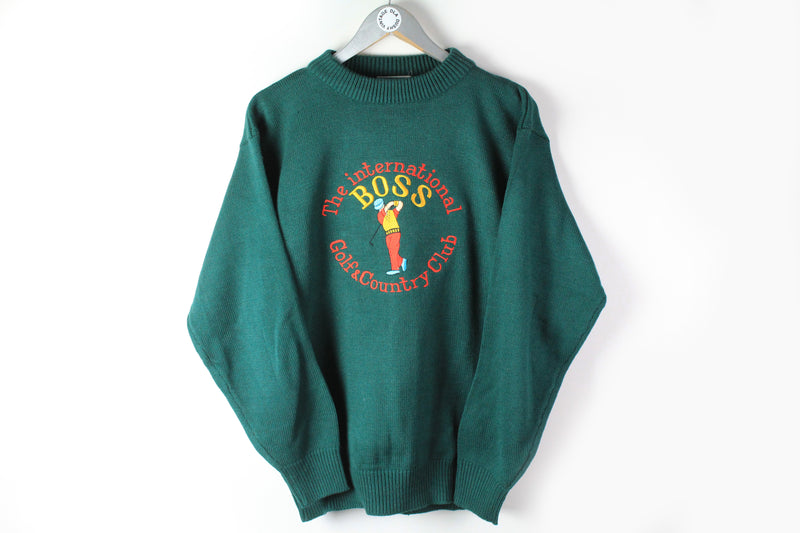 Vintage Hugo Boss Golf International Country club 90s green wool Sweater Medium