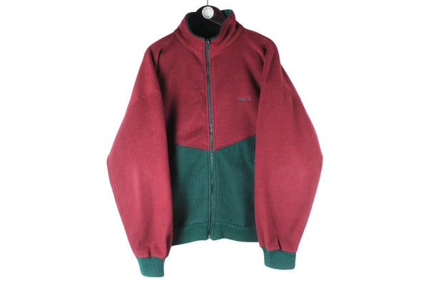 Vintage Fleece Full Zip XLarge red green 90s retro sport style outdoor winter sweater