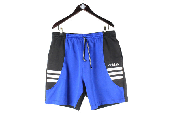Vintage Adidas Shorts XLarge black blue 90s retro sport style cotton shorts