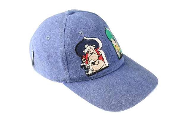 Vintage Asterix & Obelix Cap Kids denim jeans 90s retro cartoon authentic blue hat