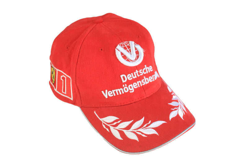 Vintage Ferrari F1 Champion Cap red big logo Michael Schumacher Formula 1 retro style hat red 00s