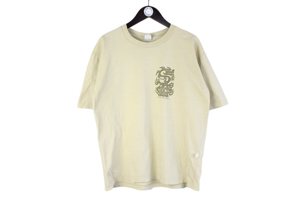 Vintage Rock Art 1997 T-Shirt Large beige dragon big logo 90s retro classic cotton top
