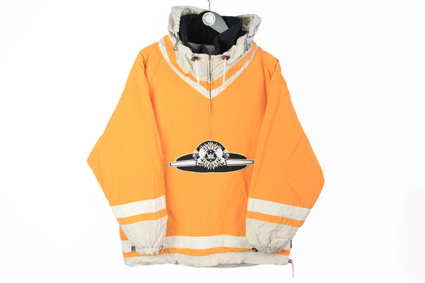 Vintage Bogner Markus Wasmeier Anorak Ski Jacket Women's Large orange Half Zip big logo 90s sport style snowboard jacket