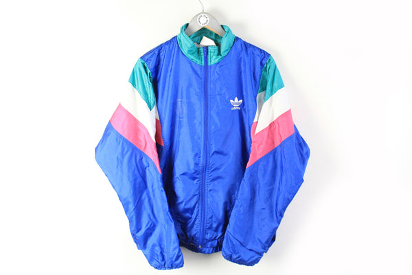 Vintage Adidas Track Jacket Large blue bight multicolor 90s classic Germany sport jacket