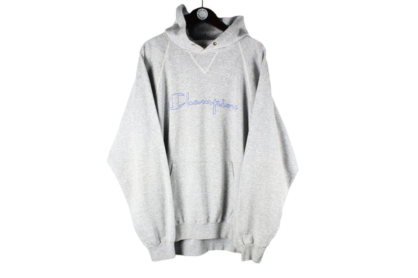 Vintage Champion Hoodie XXLarge gray big logo 90s retro sport style oversized jumper