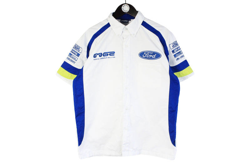 Vintage Ford Shirt Medium racing rally 00s  auto sport t-shirt button up mechanic team