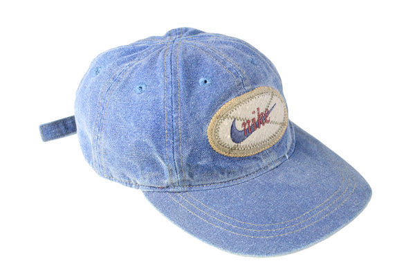 Vintage Nike Cap denim big logo 90s retro rare sport hat USA baseball cap