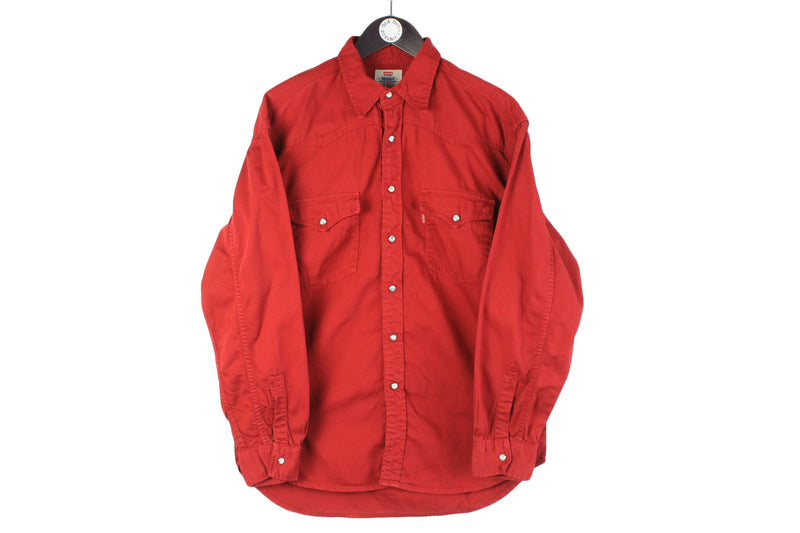 Vintage Levi's Shirt XLarge red 90s snap buttons retro style 90s oversize shirt