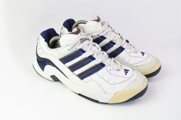 Vintage Adidas Sneakers US 9 white blue 90s sport style shoes
