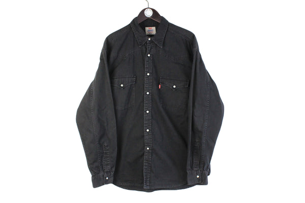 Vintage Levi's Shirt XXLarge black USA denim shirt retro style jean wear 90s