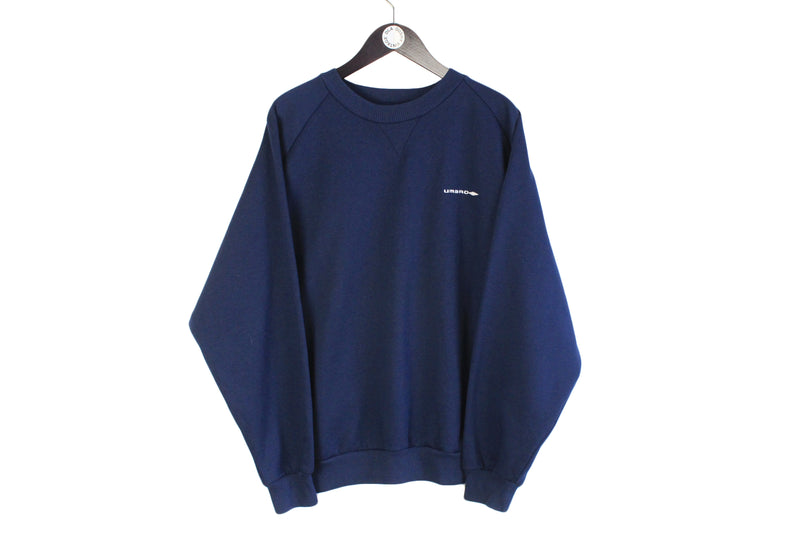 Vintage Umbro Sweatshirt XLarge size men's oversize navy blue pullover classic basic sport jumper small front logo crew neck 90's wear