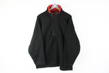 Vintage Marlboro Fleece Large black classic winter ski sweater 90s half snap button sweatshirt