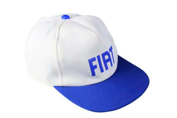 Vintage Fiat Cap white blue 90s retro big logo retro sport hat racing style