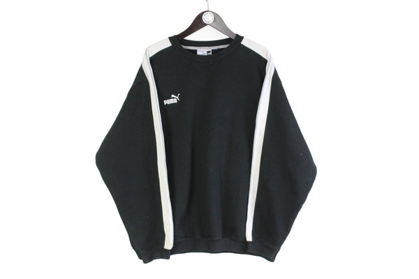 Vintage Puma Sweatshirt XXLarge size men's oversize sport authentic athletic pullover black basic jumper sport 90's style long sleeve cotton wear