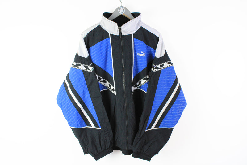 Vintage Puma Tracksuit Large black blue classic 90s sport suit