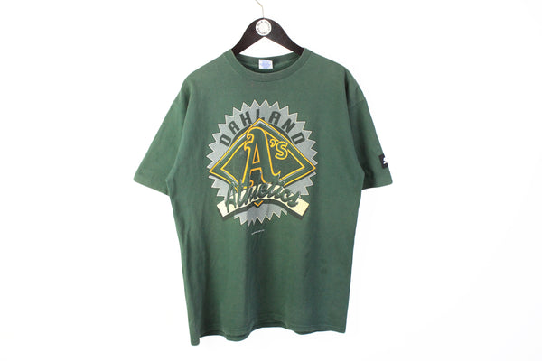 Vintage Oakland Athletics 1993 T-Shirt Large made in USA Starter green big logo MLB tee baseball A's