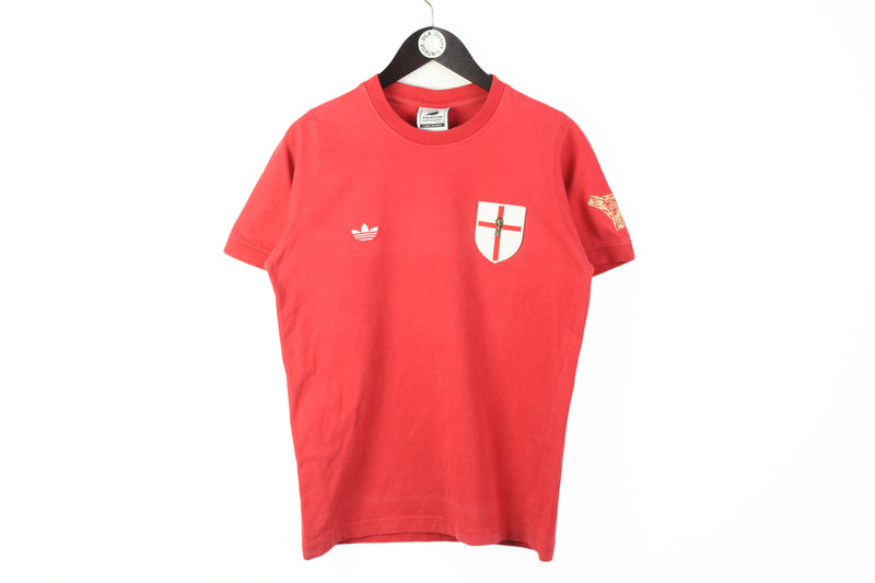 Vintage World Cup France 1998 England Team Adidas T-Shirt Medium red 90s cotton basic logo Mundial 98 tee
