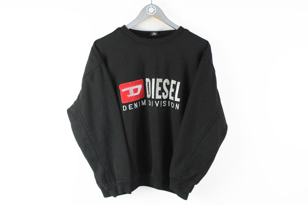 Vintage Diesel Sweatshirt Small bootleg black big logo 80s sport jumper