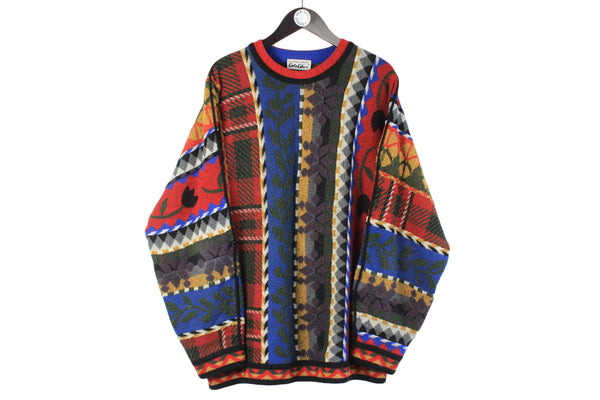 Vintage Carlo Colucci Sweater XXLarge multicolor 90s retro crewneck pullover jumper made in Germany