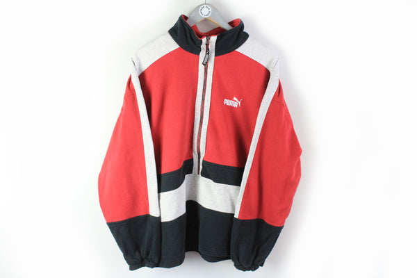 Vintage Puma Sweatshirt Large / XLarge red 90s sport jumper half zip