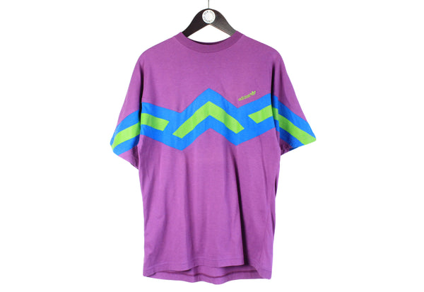 Vintage Adidas T-Shirt Medium purple multicolor 90s retro cotton oversize tee