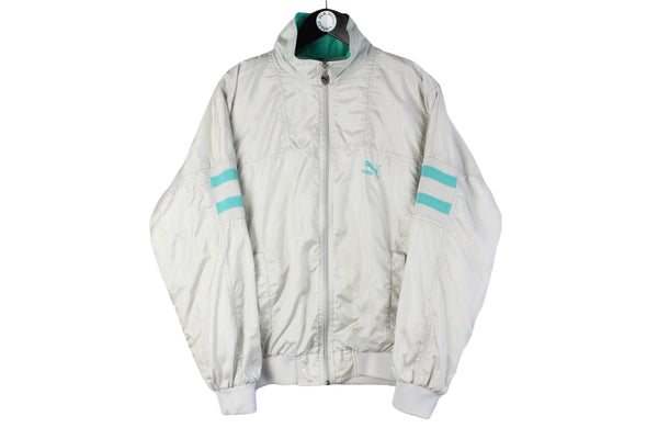 Vintage Puma Track Jacket Medium gray 90s retro windbreaker sport light wear jacket