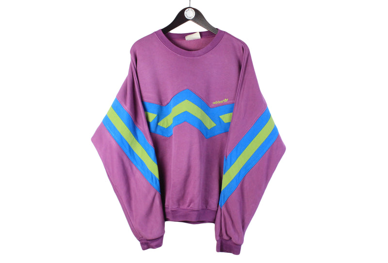 Vintage Adidas Sweatshirt XXLarge purple 90s crewneck sportswear retro authentic jumper
