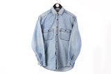 Vintage Levis Denim Shirt Medium blue light wear 90s classic work wear USA style