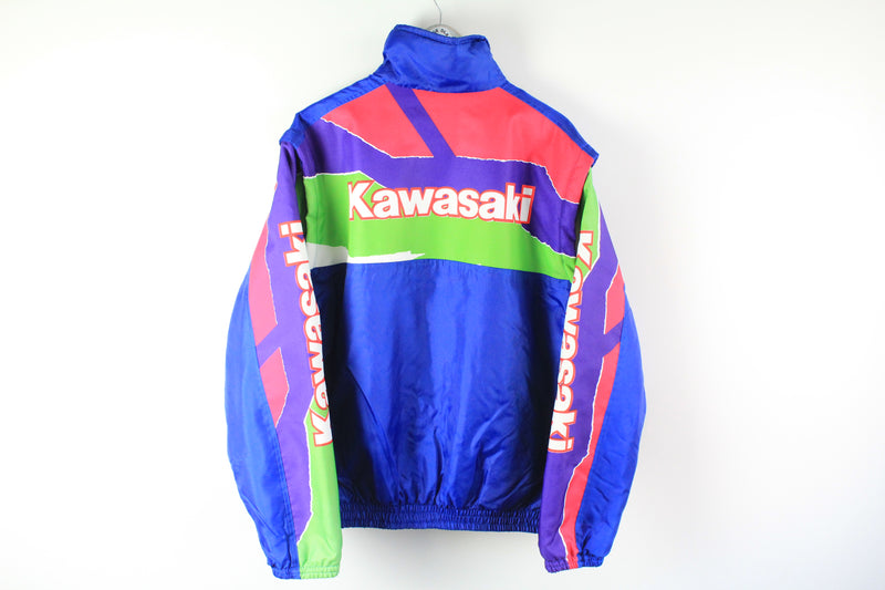 Vintage Kawasaki Jacket Large big logo 90s retro style authentic motor sport windbreaker team