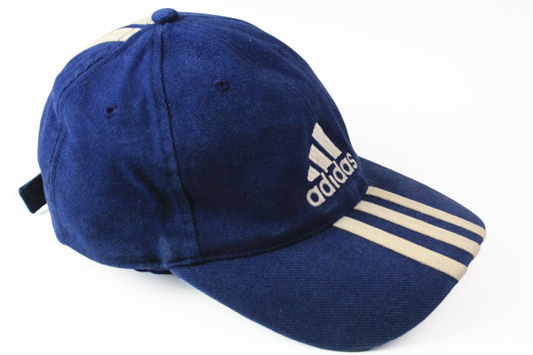 Vintage Adidas Cap classic three stripes navy blue 90s sport hat