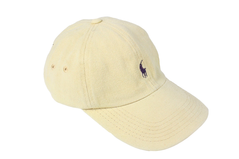 Vintage Polo by Ralph Lauren Cap 90's style classic unisex casual outfit beige small front logo summer sun hat visor retro rare