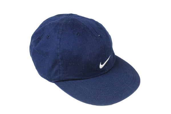 Vintage Nike Cap Kids size small navy blue big logo swoosh classic visor hat summer casual authentic brand USA 90's retro wear
