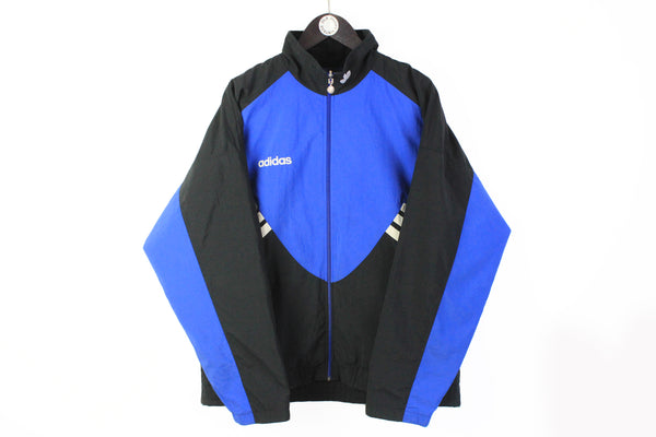 Vintage Adidas Double Sided Track Jacket Large blue black classic windbreaker 90s sport style