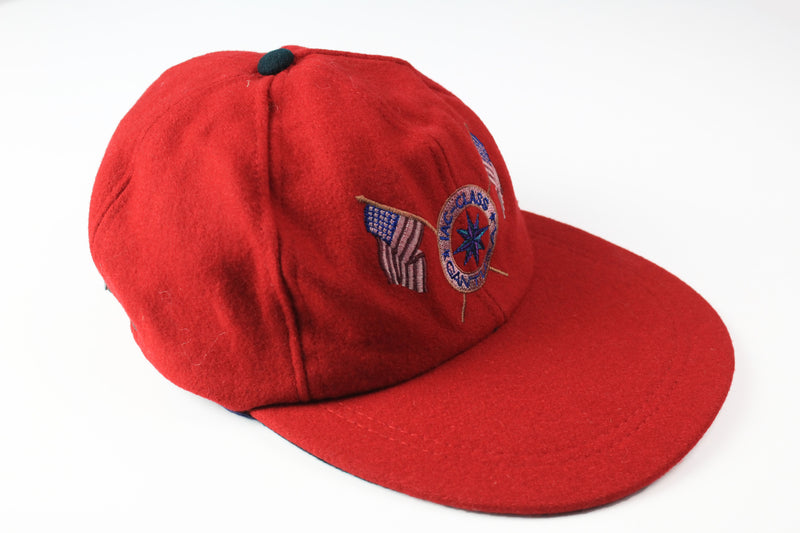 Vintage Gant Cap red wool big logo hat 90s Classic IAC USA cap