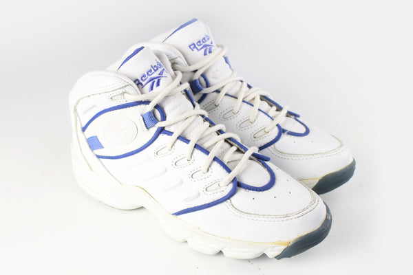 Vintage Reebok Sneakers Women's US 7.5 white blue 90s retro trainers shoes sport style  basketball 