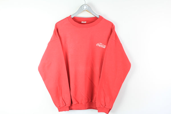 Vintage Coca-Cola Sweatshirt Medium / Large red small front logo 90s sport jumper 