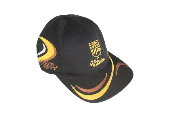 Vintage UPS Racing Team Cap black big logo NASCAR 00s 90s racer sport hat