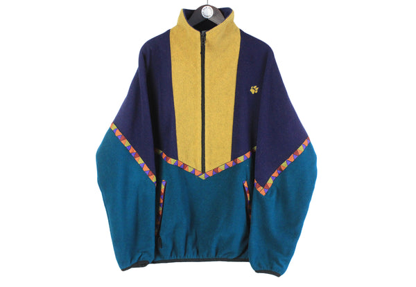 Vintage Jack Wolflskin Fleece Half Zip XXLarge 90s outdoor sweater retro jumper mountains  multicolor