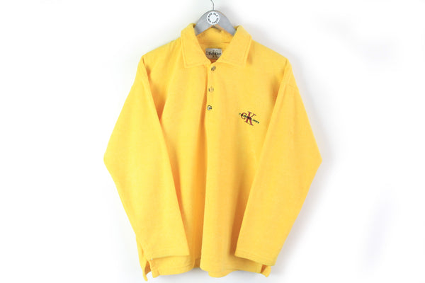 Vintage Calvin Klein Fleece Small / Medium yellow 90s retro winter sweater