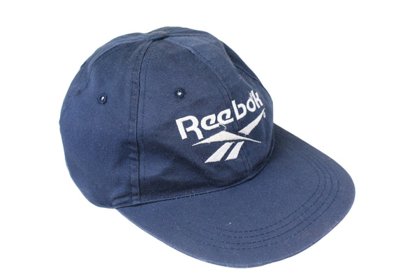 Vintage Reebok Cap unisex classic sport summer hat big logo navy blue 90's style retro rare basic sun visor