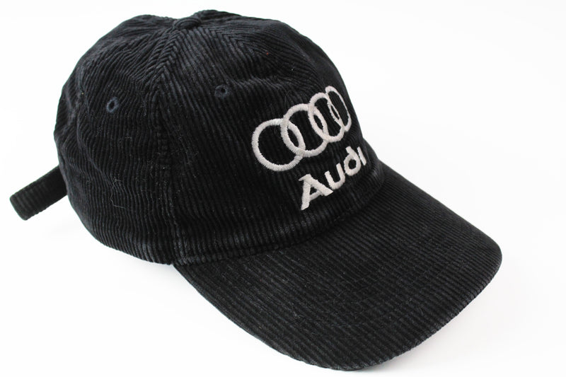 Vintage Audi Cap big logo Corduroy black hat