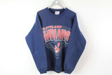 Vintage Indians Cleveland Hanes 1991 Sweatshirt Large blue big logo early 90s sport MLB Baseball Jumper