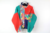 Vintage Fleece Full Zip Large crazy pattern sweater 80s ski jacket